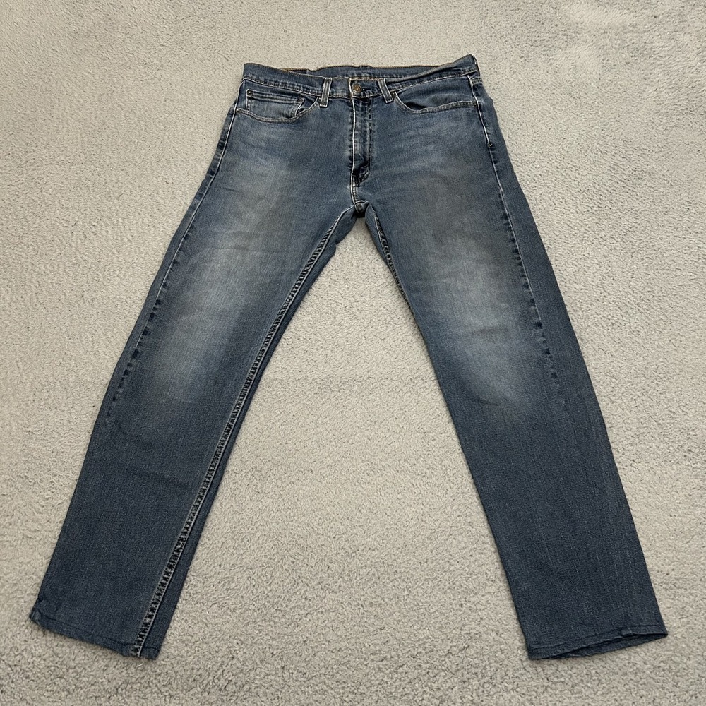 Levis Jeans Mens 34x32 (Fits 34x30) Blue Denim 505 Regular Straight American